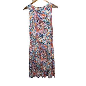 Cupio Multicolor Sleeveless Maxi Dress Colorful Paisley Print Casual